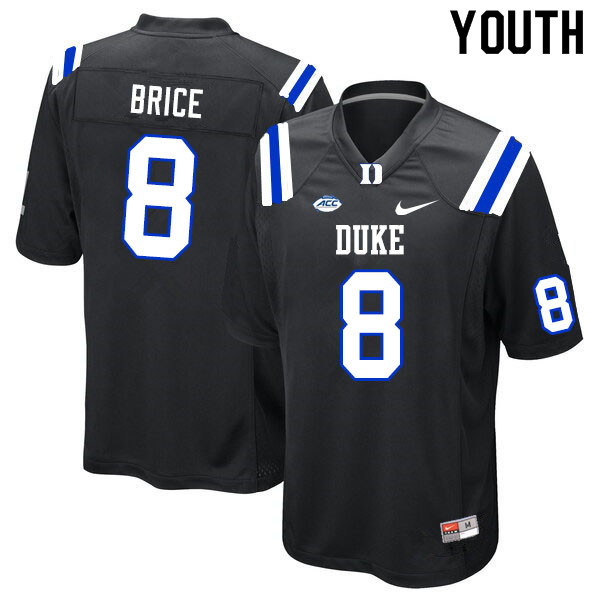 Youth #8 Chase Brice Duke Blue Devils College Football Jerseys Sale-Black - Click Image to Close
